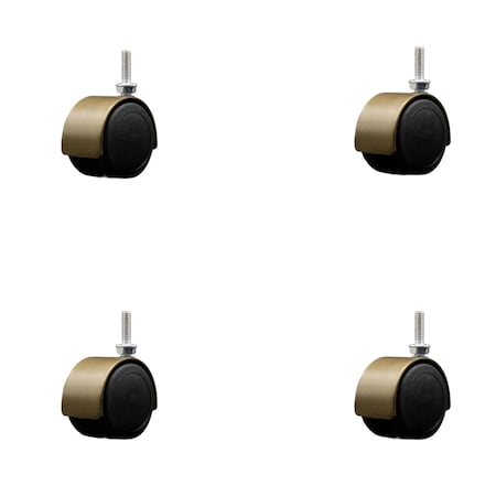 Service Caster 2'' Floor Safe Antique Hooded Twin Wheel Caster 5/16 Threaded Stem, 4PK SCC-TS02S50D-NYU-WA-5161810-4